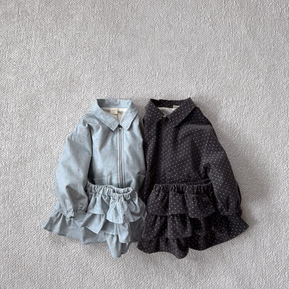 Baby Bella F25 Collared Jacket and Frill Skirt Set (6m - 3y) - 2 Colors kids outfit