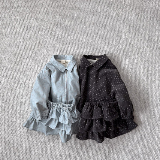 Baby Bella F25 Collared Jacket and Frill Skirt Set (6m - 3y) - 2 Colors kids outfit