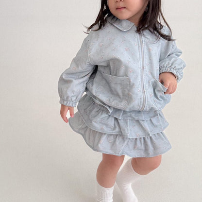Baby Bella F25 Collared Jacket and Frill Skirt Set (6m - 3y) - 2 Colors kids outfit