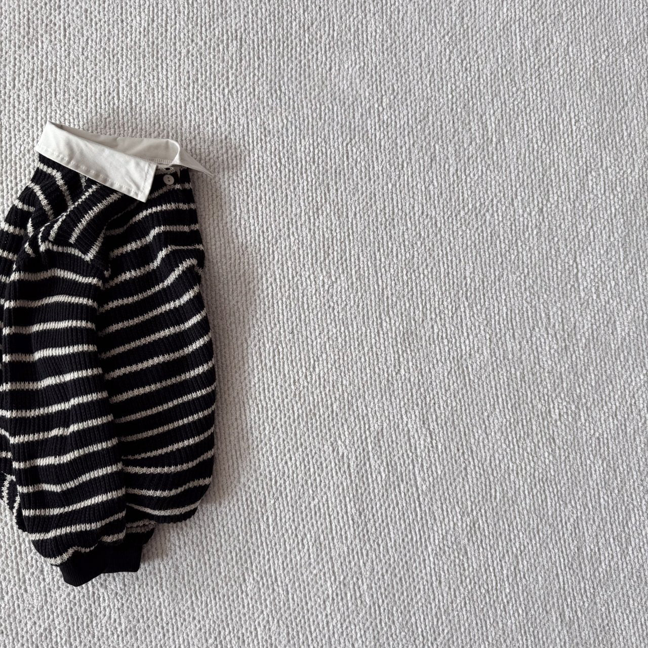 Baby Bella F25 Stripe Collared Knit Long Sleeve Top (6m - 3y) - Black kids outfit