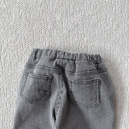 Baby Bella F25 Stripe Pull - on Pants (6m - 3y) - Charcoal kids outfit