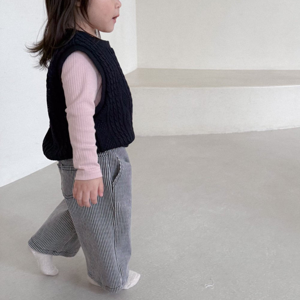 Baby Bella F25 Stripe Pull - on Pants (6m - 3y) - Charcoal kids outfit