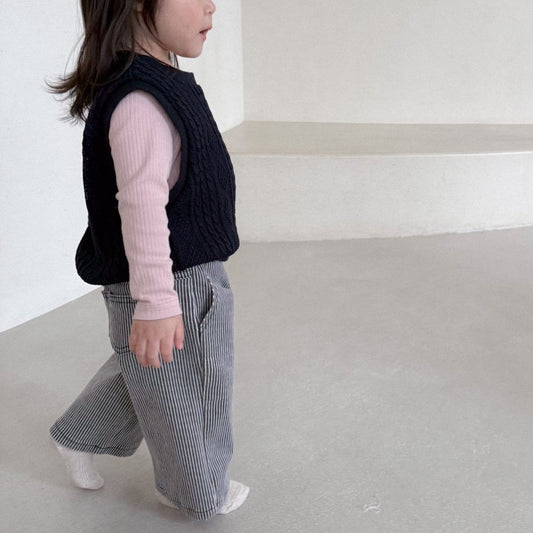 Baby Bella F25 Stripe Pull - on Pants (6m - 3y) - Charcoal kids outfit