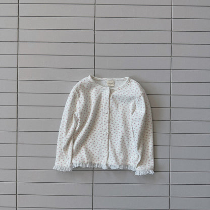 Baby Bella SP26 Floral Pointelle Lace Long Sleeve Cardigan (6m - 4y) - Ivory - AT NOON STORE