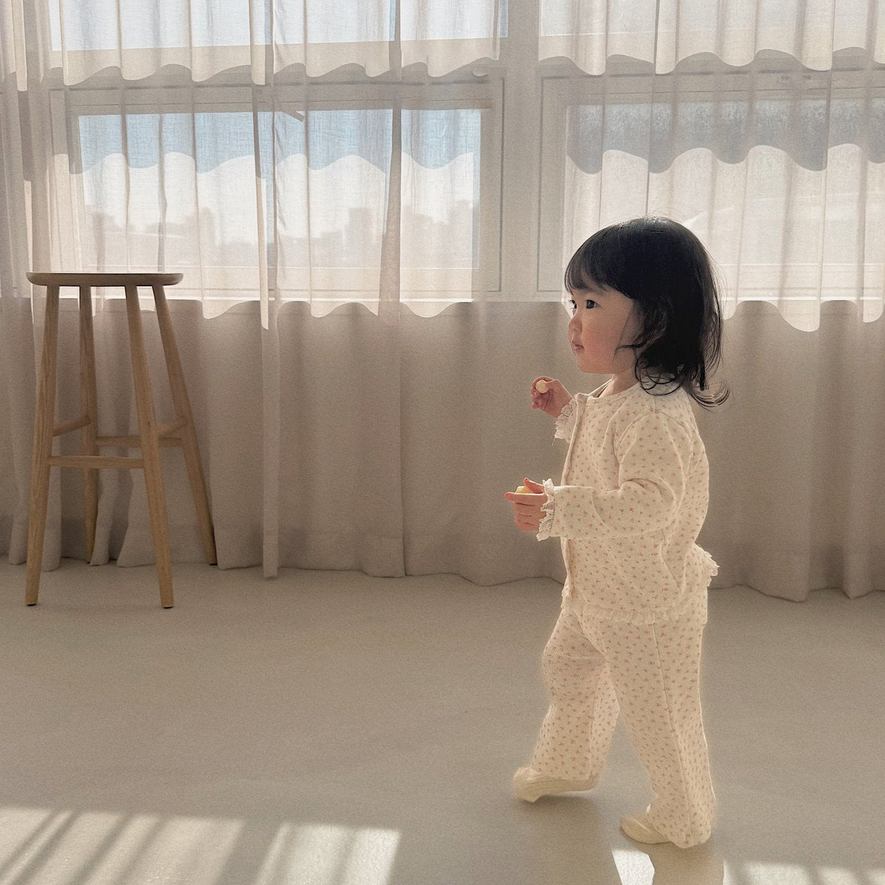 Baby Bella SP26 Floral Pointelle Lace Long Sleeve Cardigan (6m - 4y) - Ivory - AT NOON STORE