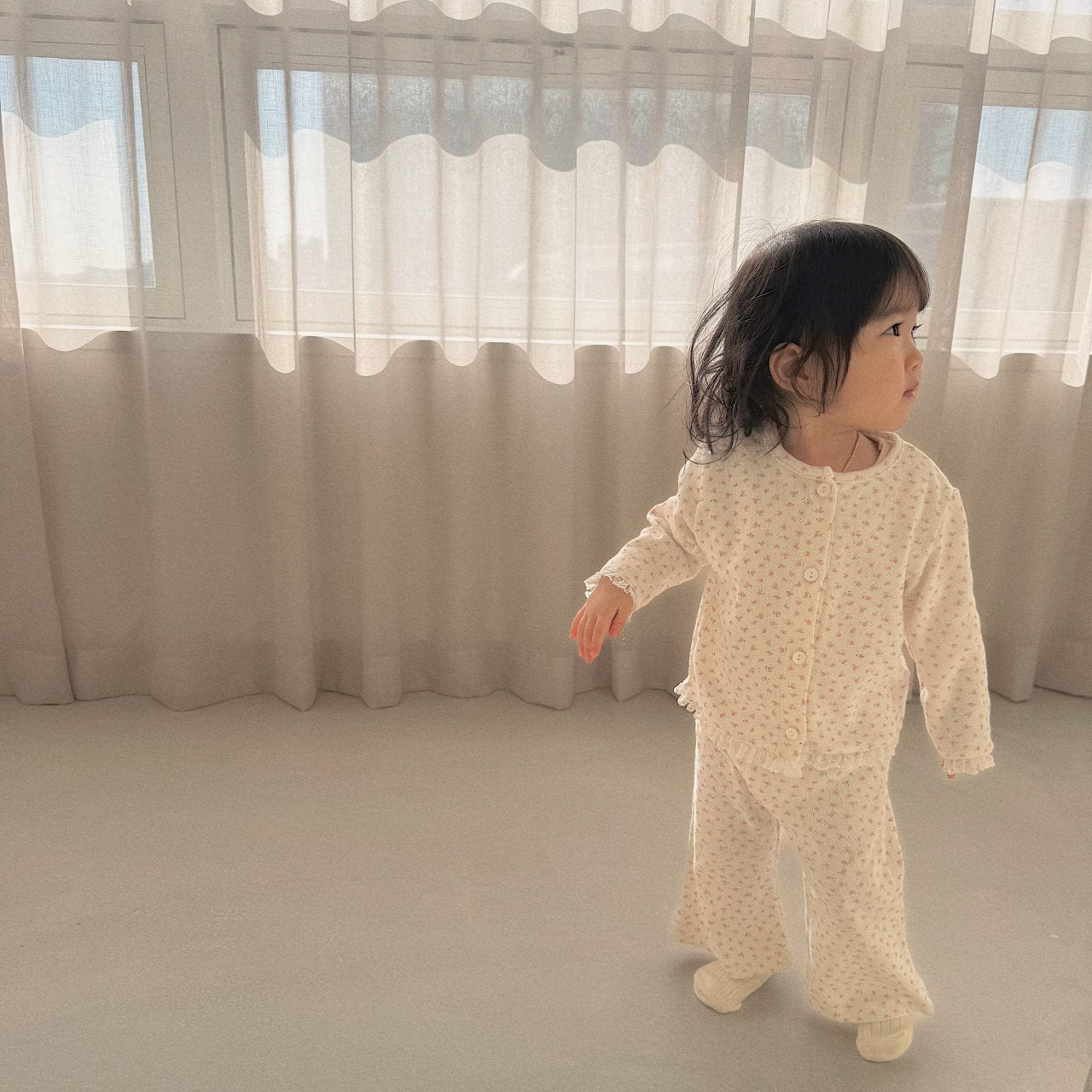 Baby Bella SP26 Floral Pointelle Lace Long Sleeve Cardigan (6m - 4y) - Ivory - AT NOON STORE