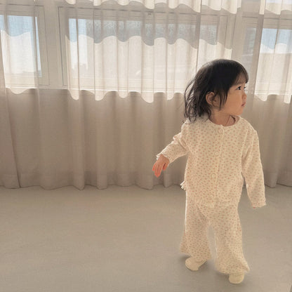 Baby Bella SP26 Floral Pointelle Lace Long Sleeve Cardigan (6m - 4y) - Ivory - AT NOON STORE