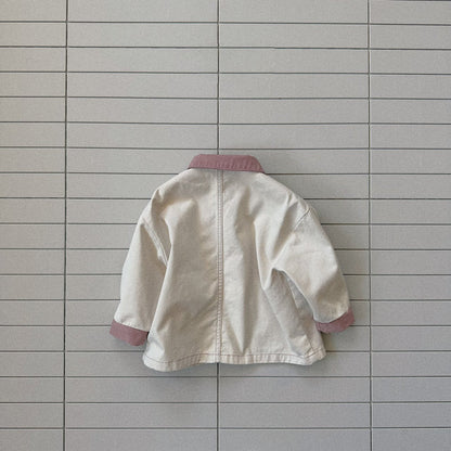 Baby Bella SP26 Front Pocket Contrast Collar Jacket (6m - 4y) - Ivory - AT NOON STORE