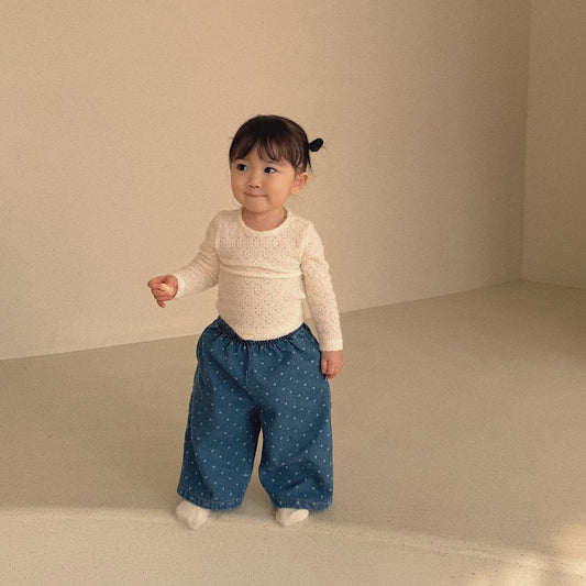 Baby Bella SP26 Heart Denim Pull - On Pants (6m - 4y) - Blue - AT NOON STORE