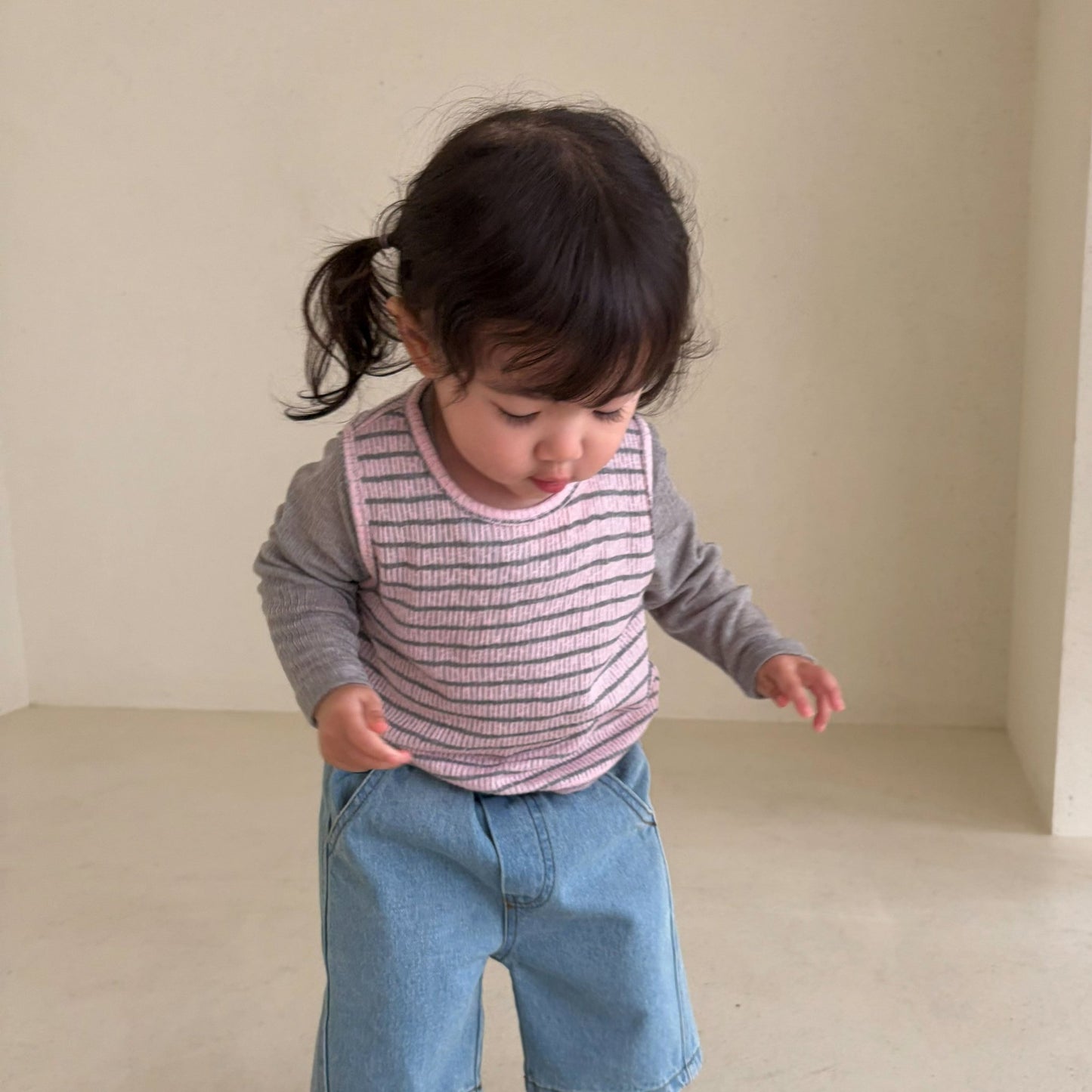 Baby Bella SS26 Stripe Ribbed Sleeveless Top (1 - 6y) - Pink - AT NOON STORE