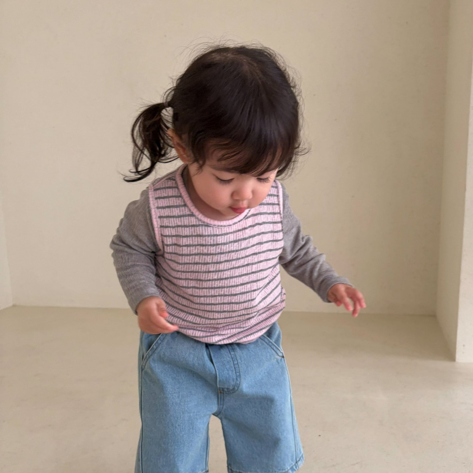 Baby Bella SS26 Stripe Ribbed Sleeveless Top (1 - 6y) - Pink - AT NOON STORE