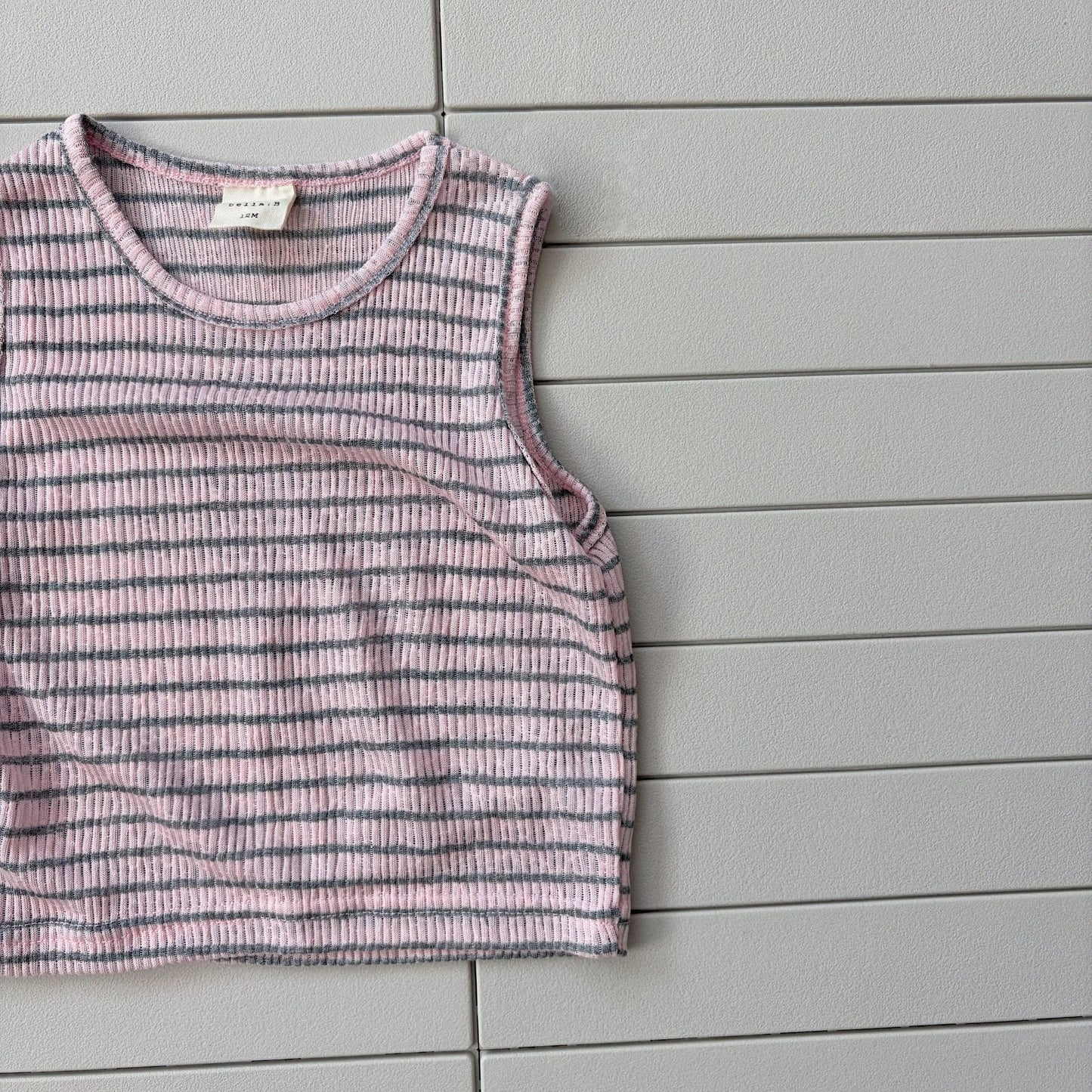 Baby Bella SS26 Stripe Ribbed Sleeveless Top (1 - 6y) - Pink - AT NOON STORE