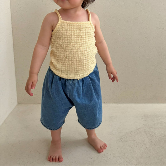 Baby Bella SS26 Textured Tank Top (1 - 6y) - Yellow kids outfit
