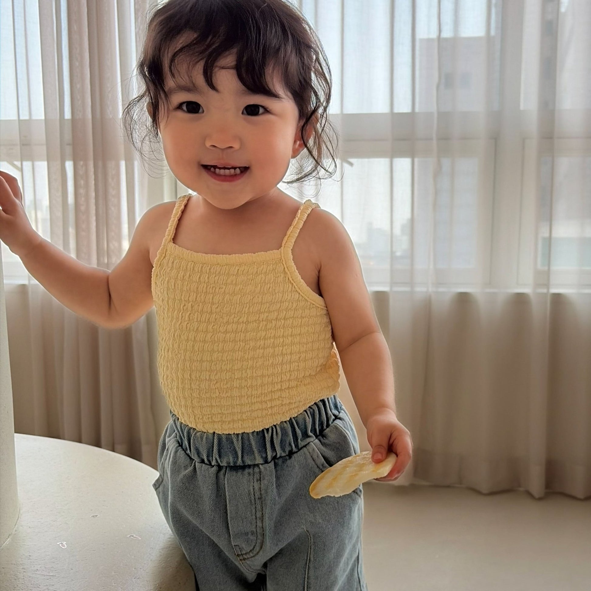 Baby Bella SS26 Textured Tank Top (1 - 6y) - Yellow kids outfit