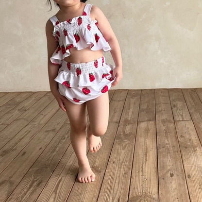 Baby Bella Strawberry Ruffle Bikini Top and Bottom Set (1 - 5y) - 2 Colors kids outfit