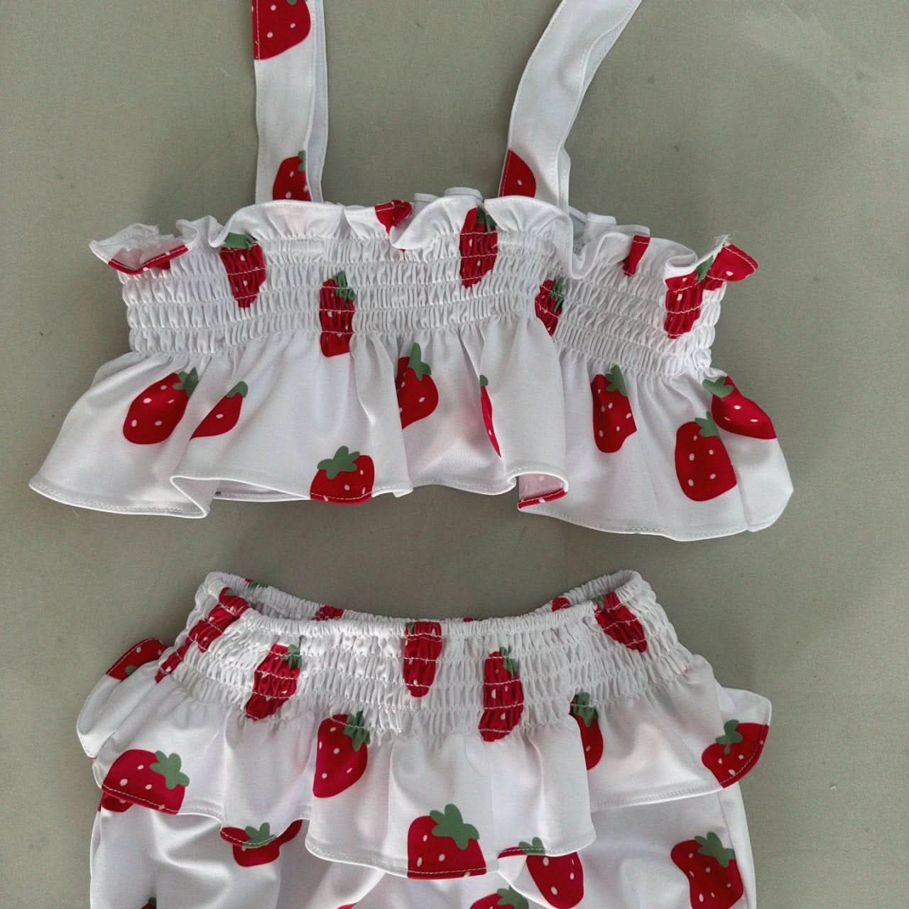 Baby Bella Strawberry Ruffle Bikini Top and Bottom Set (1 - 5y) - 2 Colors kids outfit