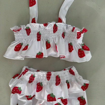 Baby Bella Strawberry Ruffle Bikini Top and Bottom Set (1 - 5y) - 2 Colors kids outfit