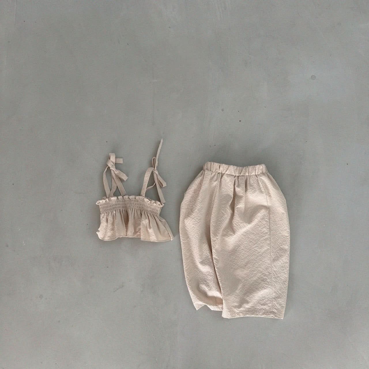 Baby Bella Tie Shoulder Ruffle Cropped Top and Wide Leg Pants Set (1 - 5y) - 2 Colors kids outfit