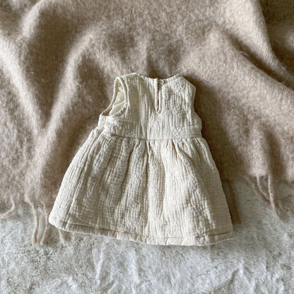 Baby BH Floral Embroidery Sleeveless Warm Dress (6 - 18m) - Cream kids outfit