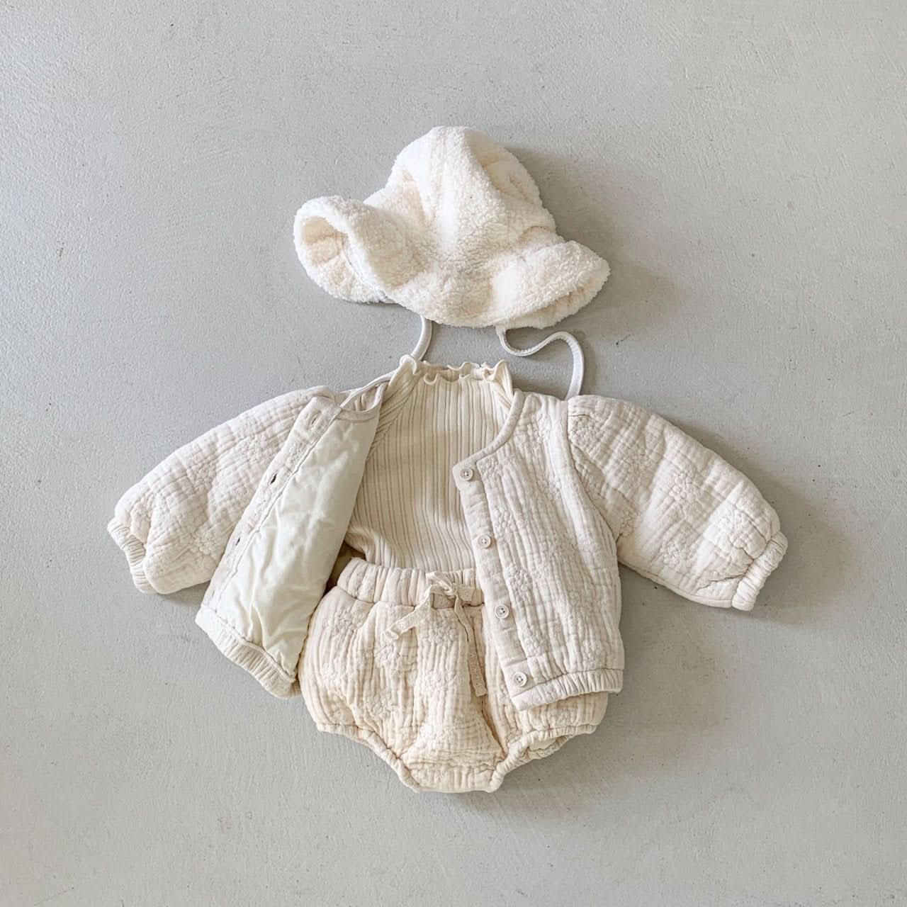 Baby BH Floral Embroidery Warm Bloomer Shorts (3 - 18m) - Cream kids outfit