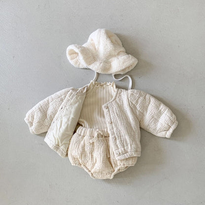 Baby BH Floral Embroidery Warm Bloomer Shorts (3 - 18m) - Cream kids outfit