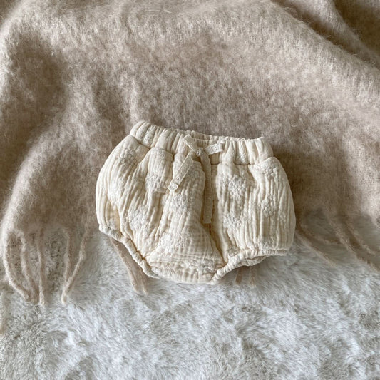 Baby BH Floral Embroidery Warm Bloomer Shorts (3 - 18m) - Cream kids outfit