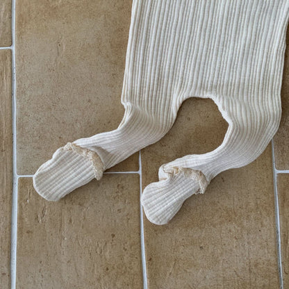 Baby BH Lace Trim Ribbed Footed Leggings (3 - 18m) - 3 Colors kids outfit