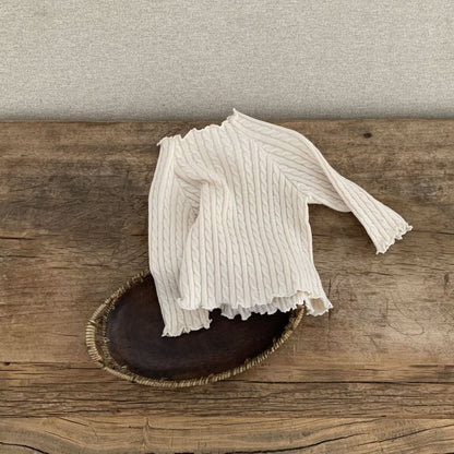 Baby BH Lettuce Edge Cable Knitted Long Sleeve Tee (3 - 18m) - 4 Colors kids outfit