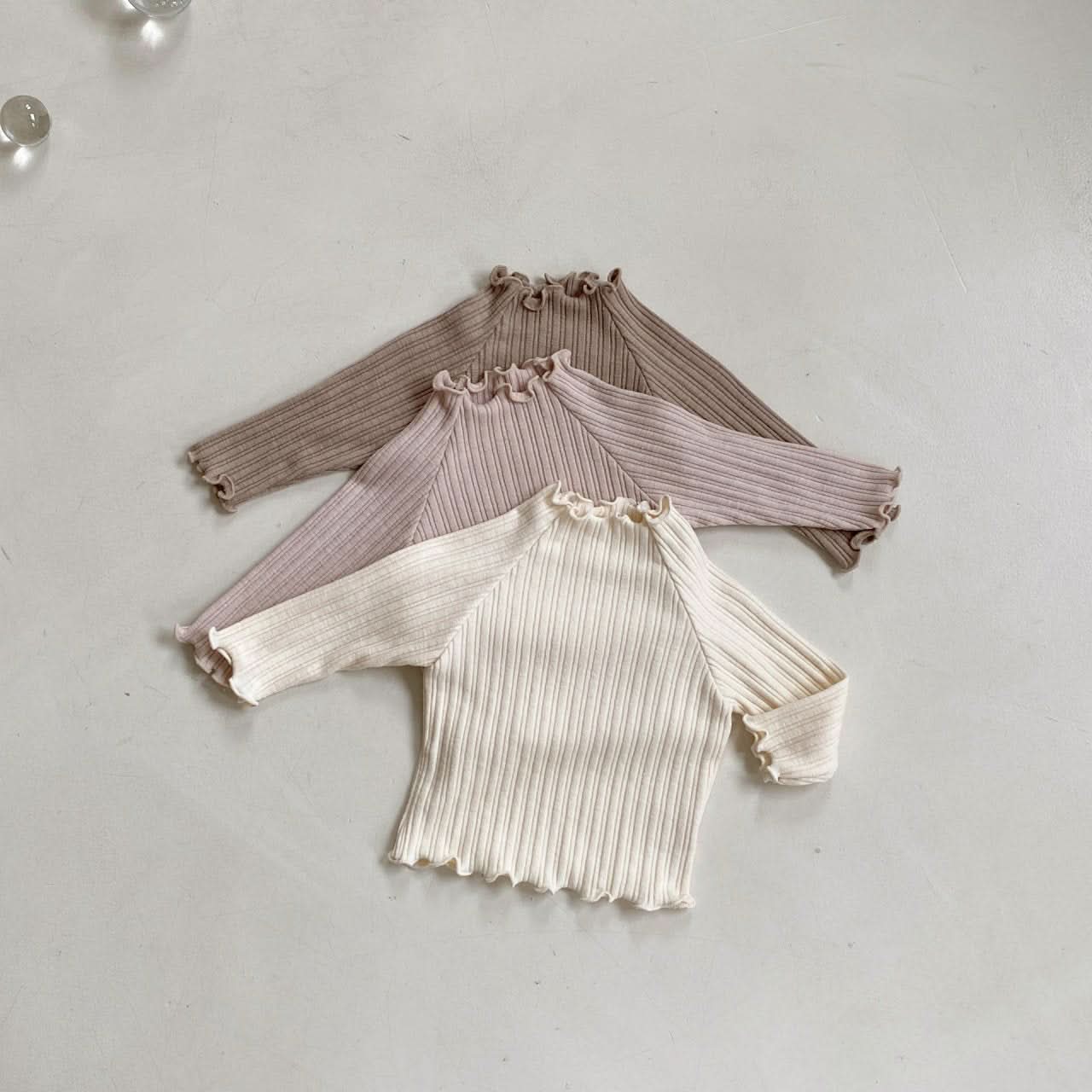 Baby BH Lettuce Edge Ribbed Long Sleeve Tee (3 - 18m) - 3 Colors kids outfit