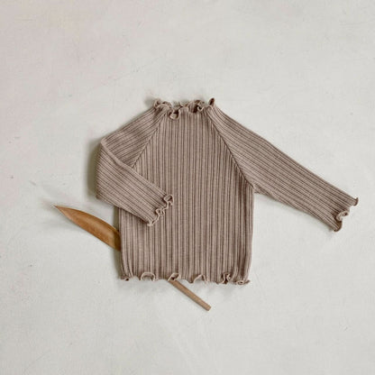 Baby BH Lettuce Edge Ribbed Long Sleeve Tee (3 - 18m) - 3 Colors kids outfit