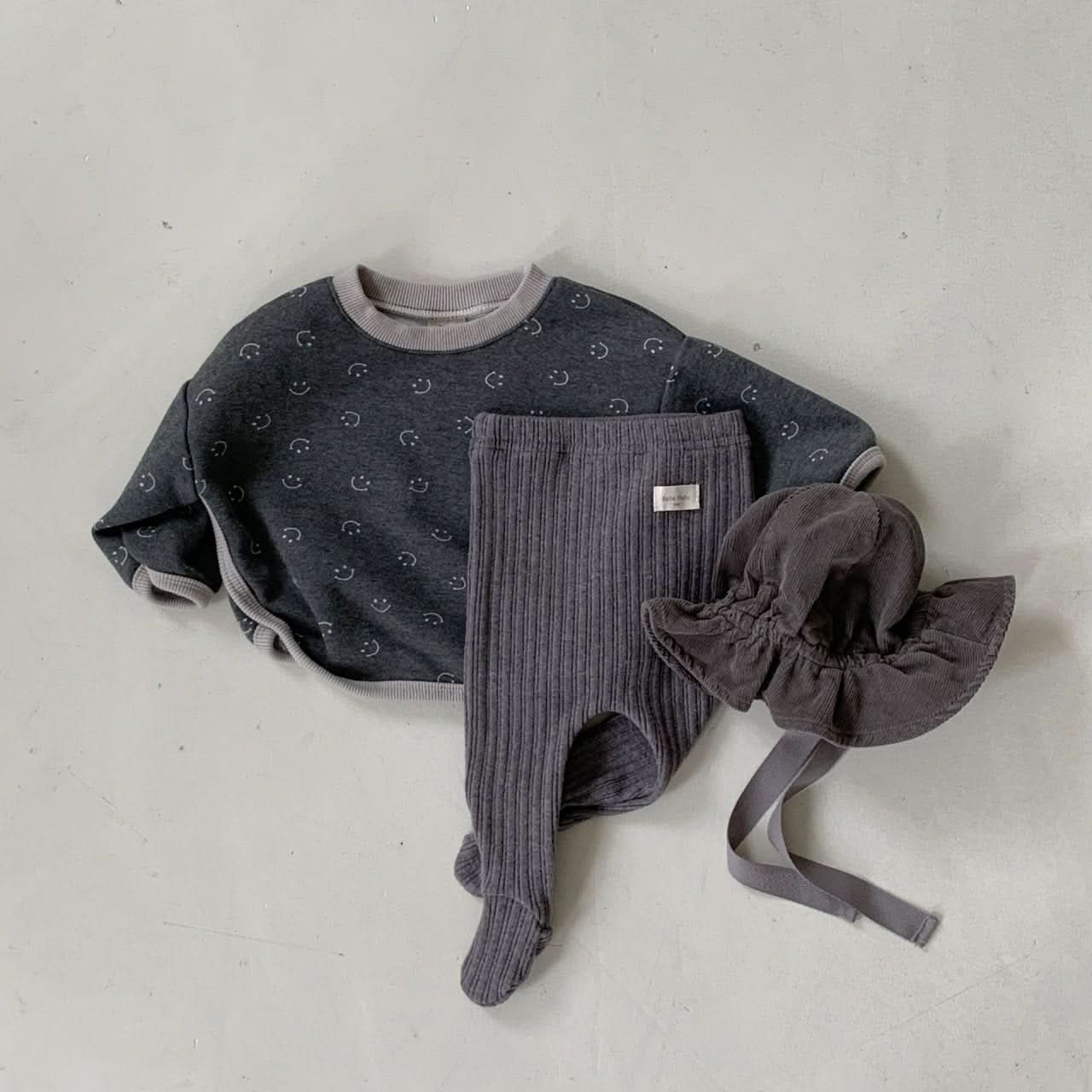 Baby BH Smile Print Sweatshirt (3 - 18m) - Gray kids outfit