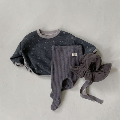 Baby BH Smile Print Sweatshirt (3 - 18m) - Gray kids outfit