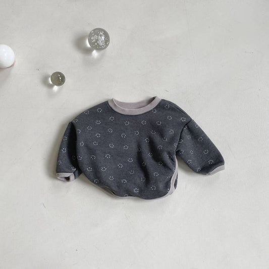 Baby BH Smile Print Sweatshirt (3 - 18m) - Gray kids outfit