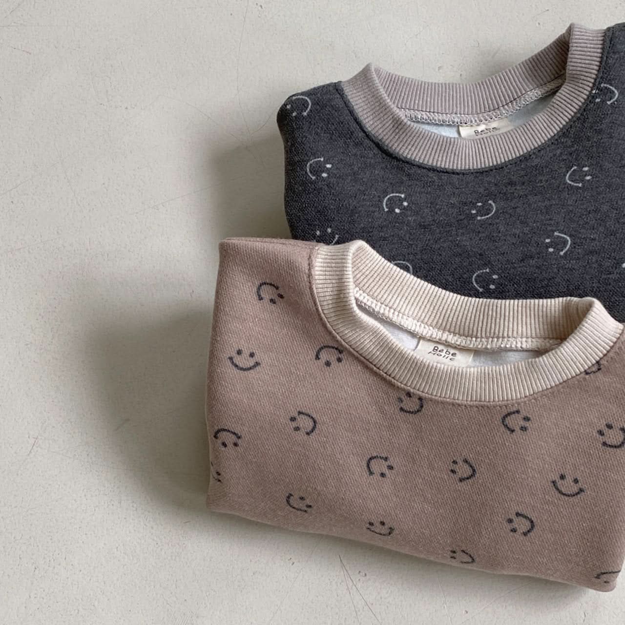 Baby BH Smile Print Sweatshirt (3 - 18m) - Gray kids outfit
