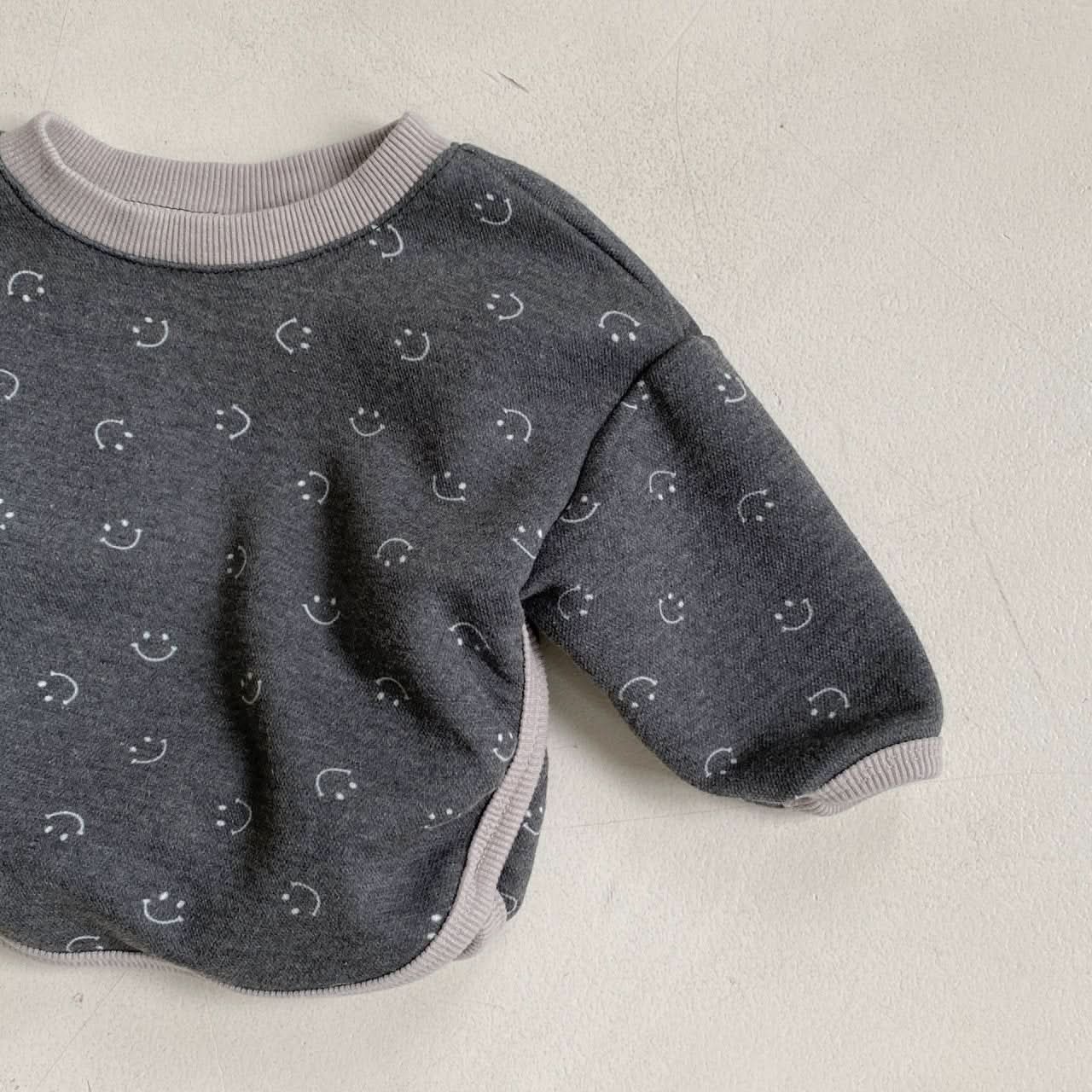 Baby BH Smile Print Sweatshirt (3 - 18m) - Gray kids outfit
