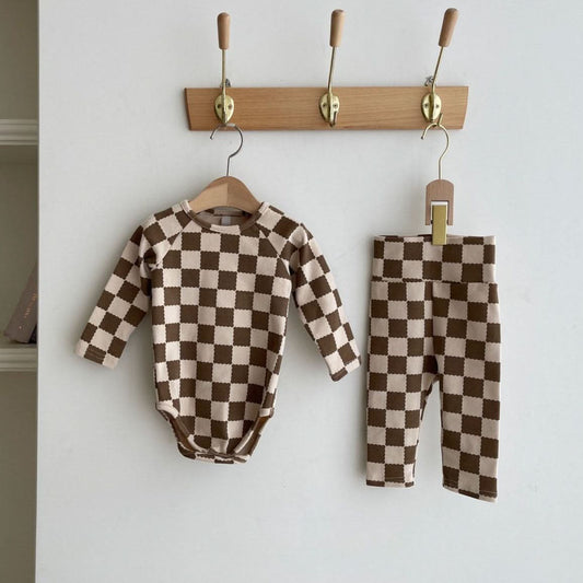 Baby Bodysuit and Leggings Set (3 - 18m) - Checkered kids outfit