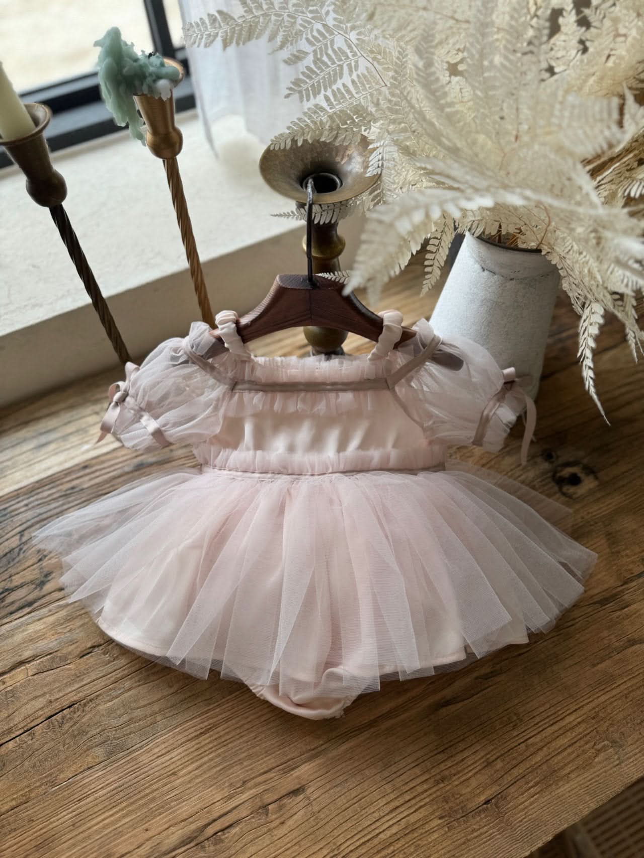 Baby Bow Detail Cold - Shoulder Tutu Dress Romper (3 - 23m) - Pink kids outfit