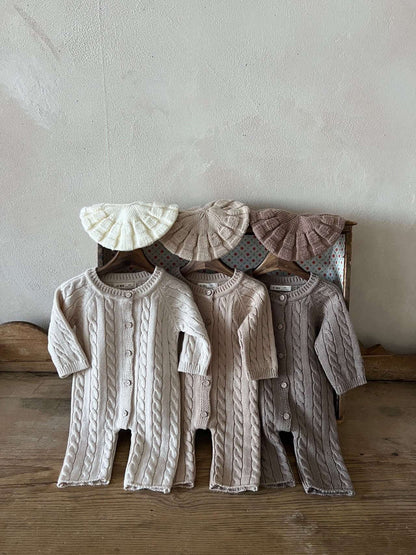 Baby Cable Knit Sweater Long Sleeve Jumpsuit (0 - 24m) - 3 Colors kids outfit