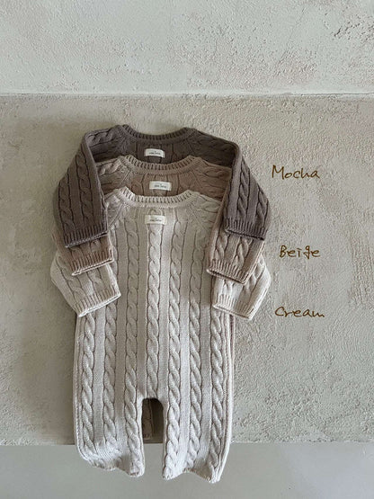 Baby Cable Knit Sweater Long Sleeve Jumpsuit (0 - 24m) - 3 Colors kids outfit