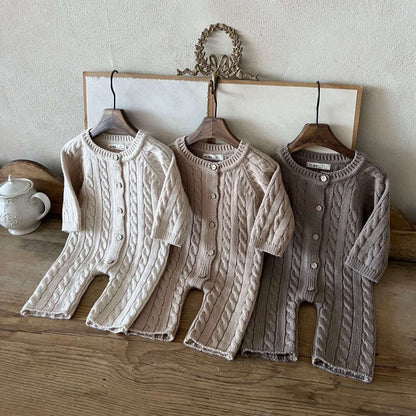 Baby Cable Knit Sweater Long Sleeve Jumpsuit (0 - 24m) - 3 Colors kids outfit