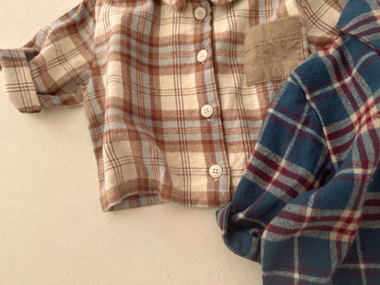 Baby Contrast Pocket Flannel Shirt(3 - 18m) - 2 Colors kids outfit