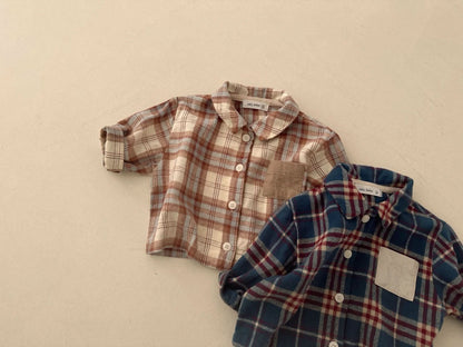 Baby Contrast Pocket Flannel Shirt(3 - 18m) - 2 Colors kids outfit