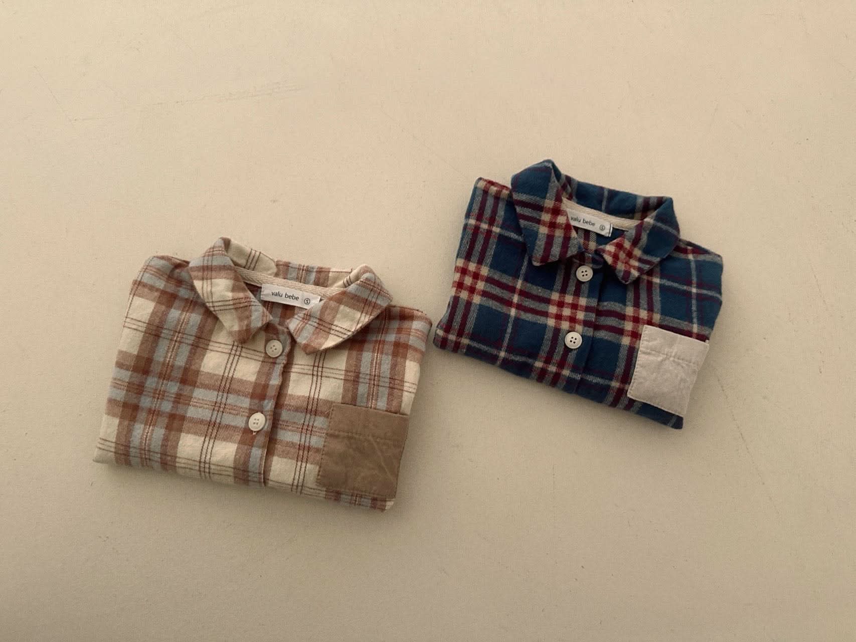 Baby Contrast Pocket Flannel Shirt(3 - 18m) - 2 Colors kids outfit