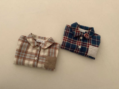 Baby Contrast Pocket Flannel Shirt(3 - 18m) - 2 Colors kids outfit