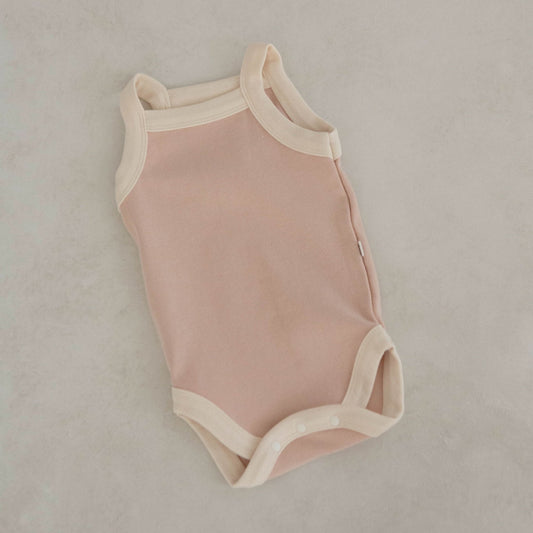 Baby Contrast Trim Cami Bodysuit (3 - 18m) - Pink kids outfit
