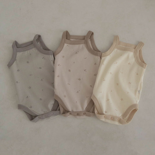 Baby Contrast Trim Mushroom Cami Romper (3 - 18m) - 3 Colors kids outfit