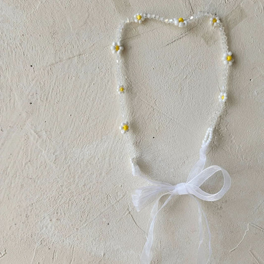Baby Daisy Beaded Tie - Back Headband (3 - 18m) kids outfit