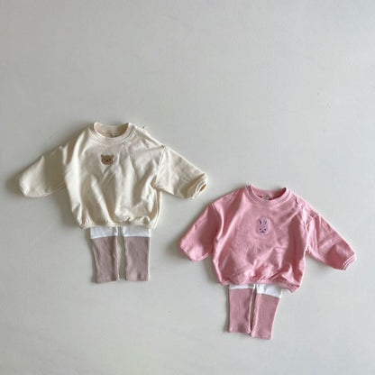 Baby Embroidery Sweatshirt and Sock Leggings Set (6 - 24m) - 2 Colors kids outfit