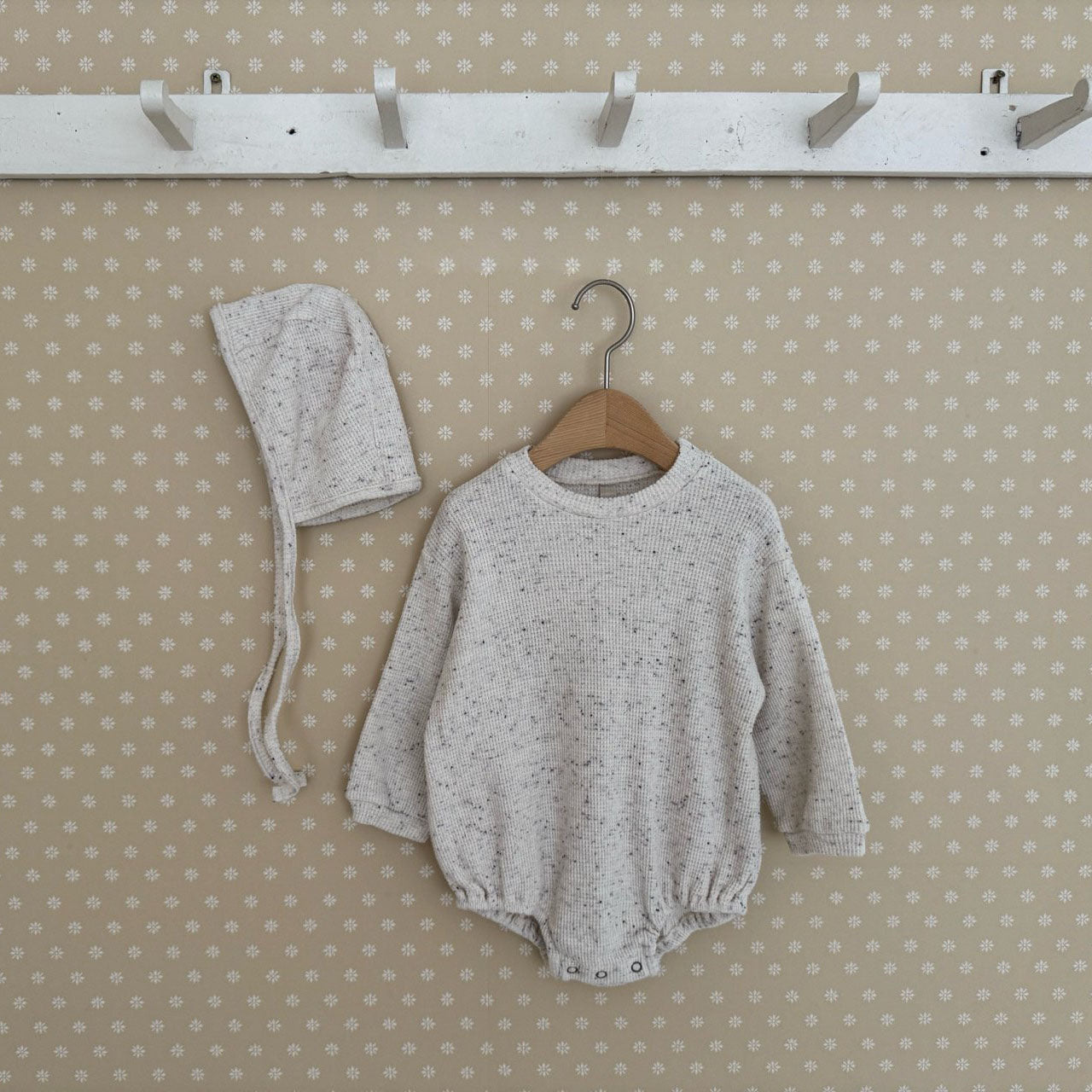 Baby F25 Waffle Confetti Bubble Romper (6 - 24m) - Ivory kids outfit