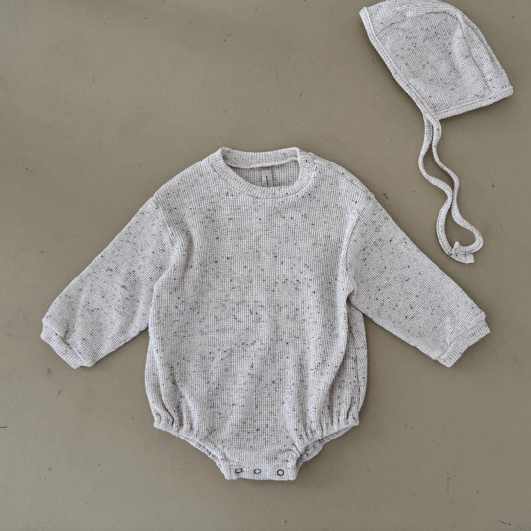 Baby F25 Waffle Confetti Bubble Romper (6 - 24m) - Ivory kids outfit